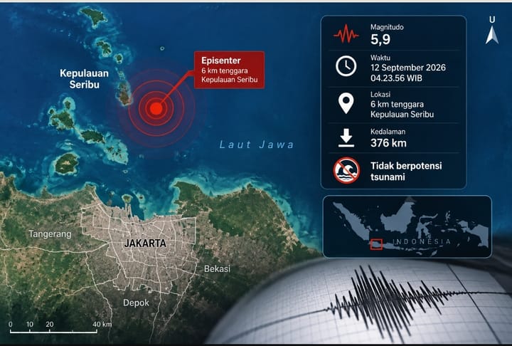 Gempa M5,9 Terjadi Dekat Kepulauan Seribu Dini Hari, BMKG: Tidak Berpotensi Tsunami