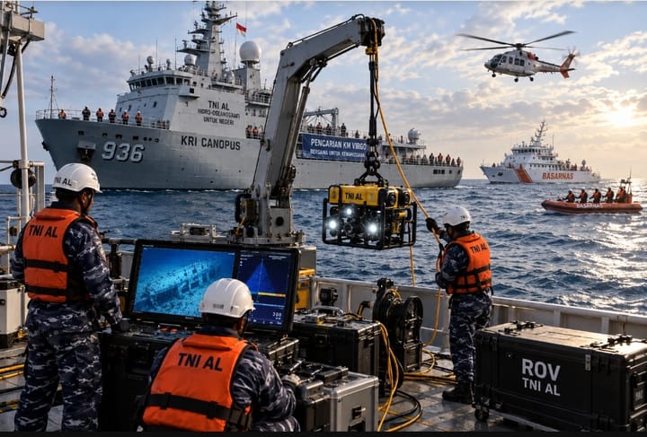 Hari Ketiga Pencarian KM Virgo, KRI Canopus Dikerahkan Menyisir Bawah Laut