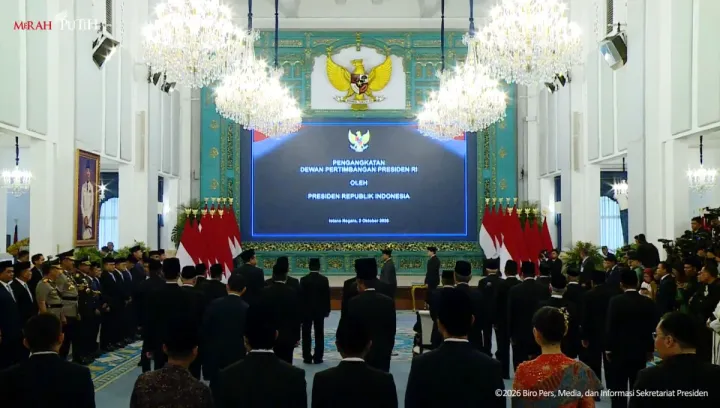 Prabowo Lantik 26 Anggota Wantimpres di Istana Negara