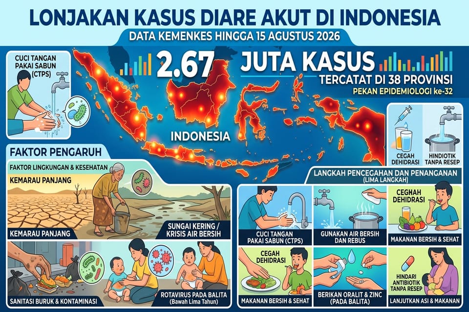 2,67 Juta Kasus Diare di Indonesia, Begini Langkah Pencegahan Agar Tak Dehidrasi