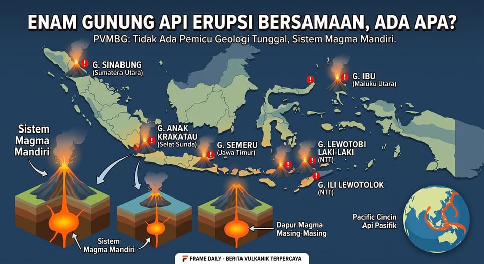 Enam Gunung Api di Indonesia Erupsi Bersamaan, PVMBG Angkat Bicara