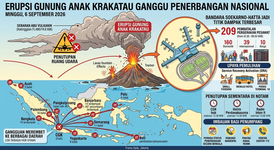 Erupsi Anak Krakatau "Lumpuhkan" Penerbangan Nasional