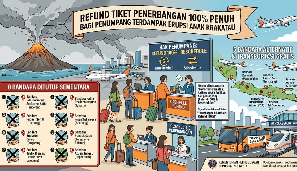 Refund Penerbangan Erupsi Anak Krakatau Dijamin 100 Persen